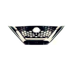 Grille de radiateur pour NISSAN QASHQAI III ph. 1 depuis 2021, avec garniture chromée, trous caméra, noire brillante, Neuve