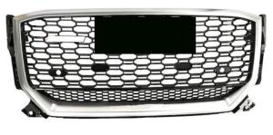 Grille pour AUDI Q2 phase 1 2016-2020 en nid d'abeille, avec trou pour radar, chromée noire, Neuve