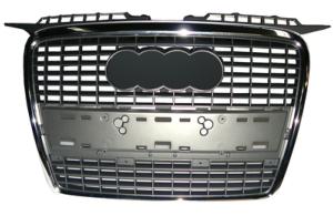 Grille de calandre centrale pour AUDI A3 II ph.2 (3 portes) 2005-2008, noire, profil chromé, pare chocs avant